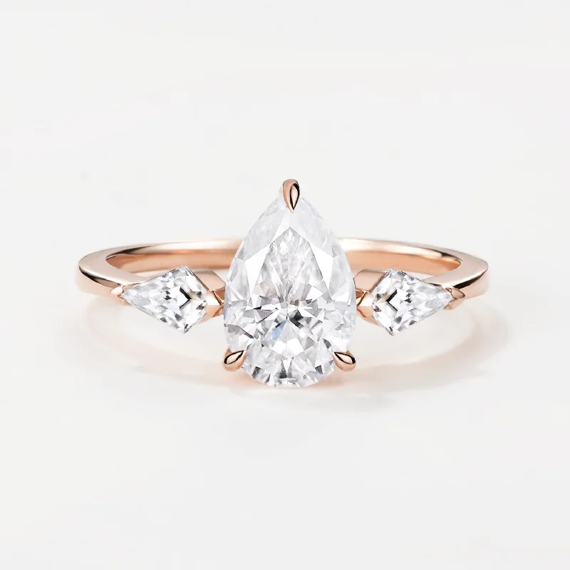 Pear Cut Three-stone Moissanite Engagement Ring