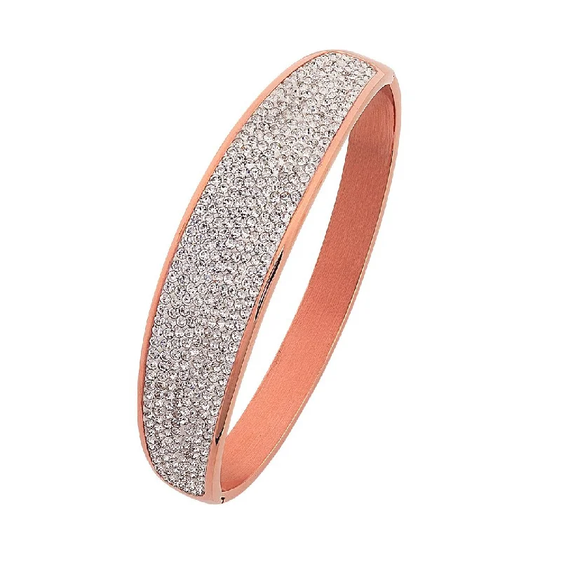 Stainless Steel Rose Pave Bangle