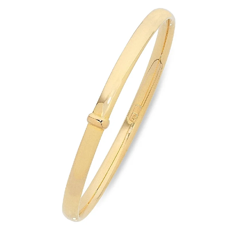 9ct Yellow Gold 1/2 Round Bangle 5mm x 68mm