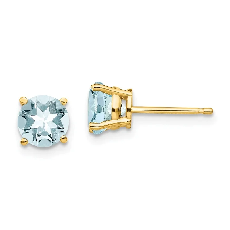 14k Yellow Gold Aquamarine Earrings (L-6 mm, W-6 mm)