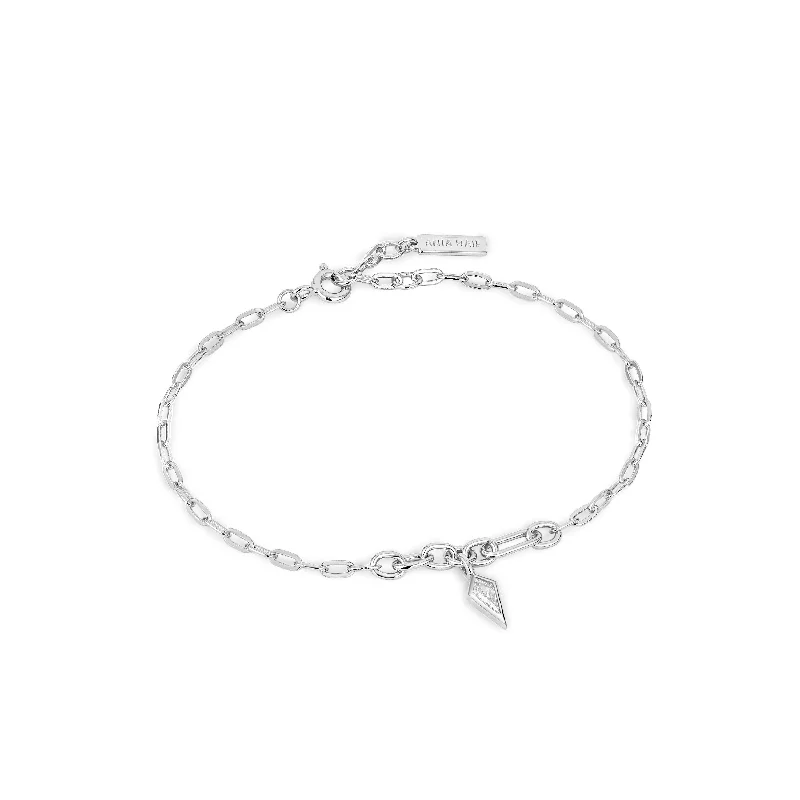 Ania Haie Silver Sparkle Drop Pendant Chunky Chain Bracelet