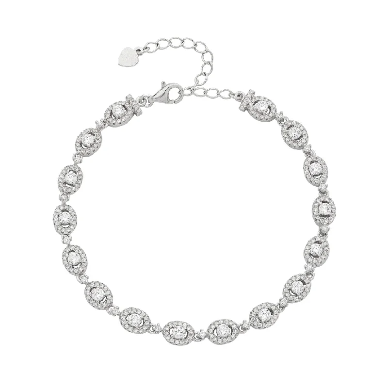 Sterling Silver Cubic Zirconia Halo Bracelet