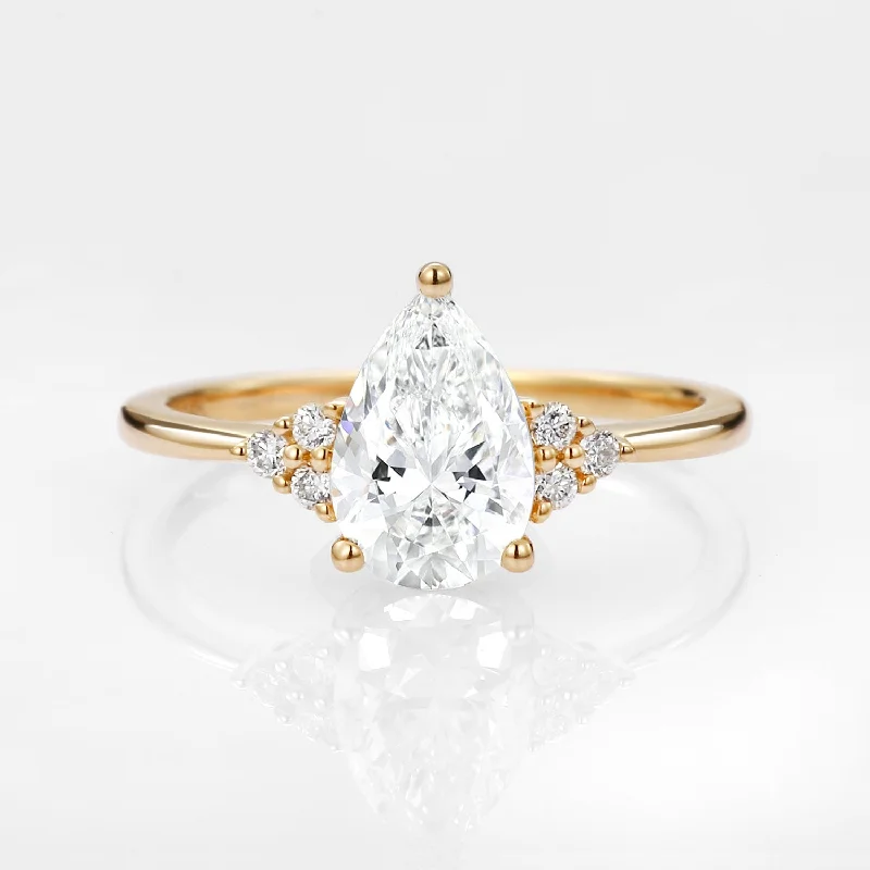 1.0ct Pear Lab Grown Diamond Cluster Engagement Ring - Lydia