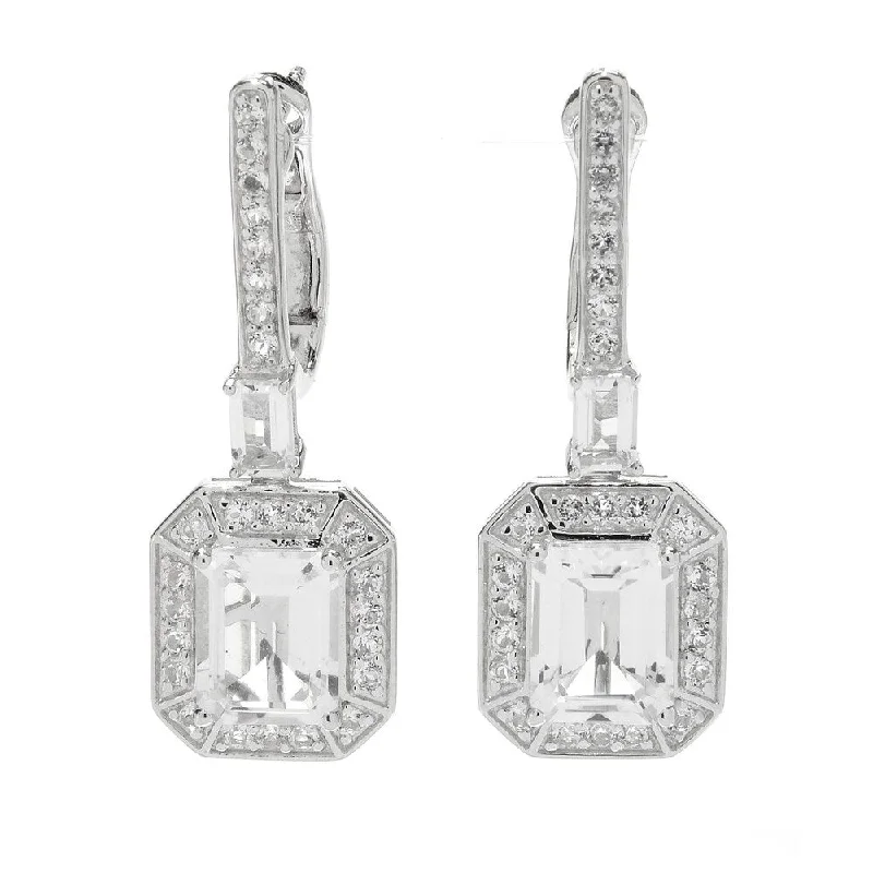 Legacy Sterling Silver 1.25" White Topaz Earrings