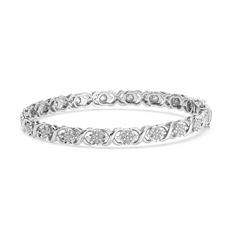 Brilliant X Link Bracelet with 1/4ct of Diamonds in Sterling Silver