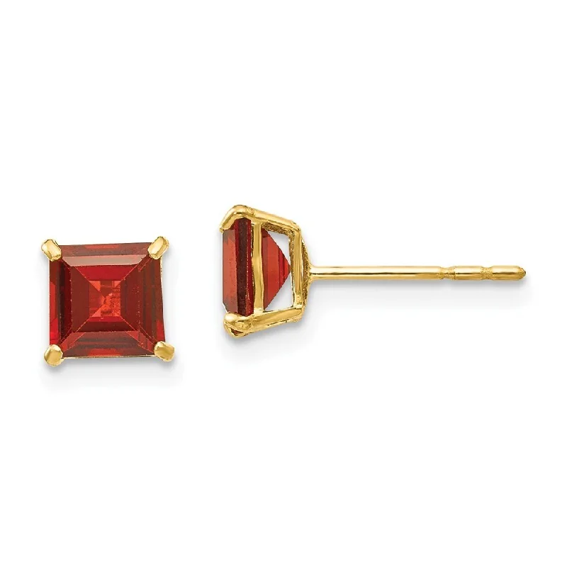 14k Yellow Gold Gemstone Square Stud Earrings (L-5 mm, W-5 mm)