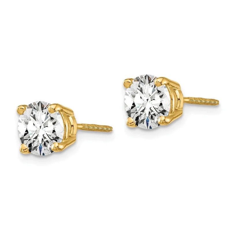 14k Yellow Gold Lab Grown Diamond Stud Earrings (1.50 cttw, Clarity- SI1-SI2, Color- G-H)