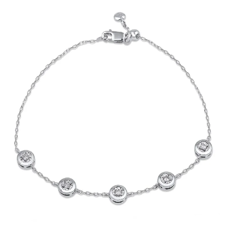 5 Station Bracelet with 0.10ct of Diamonds in Sterling Silver