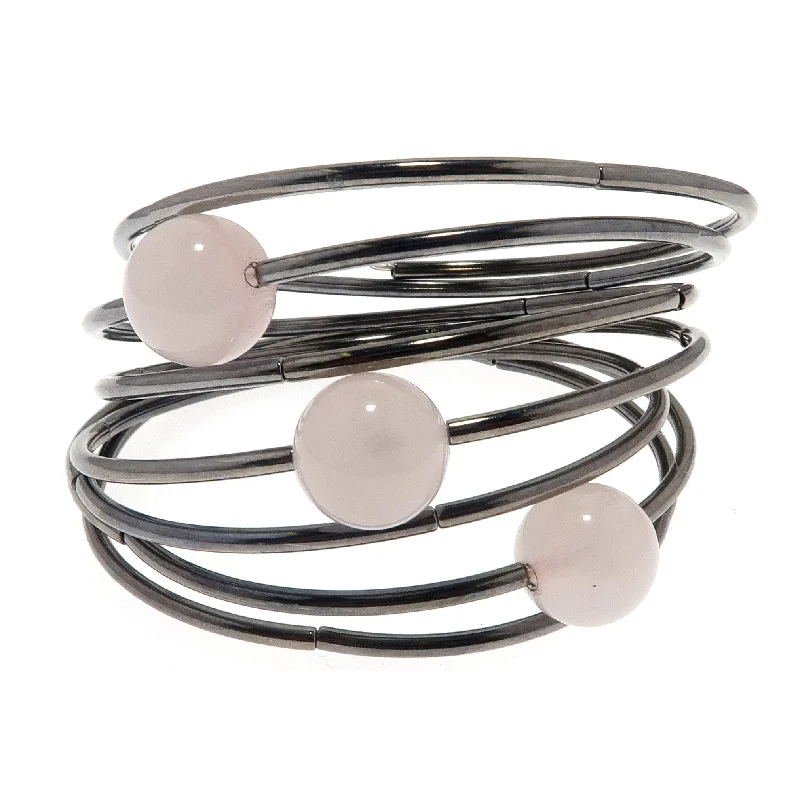 Rose Quartz Bracelet Love Whirl Memory Wire Coil