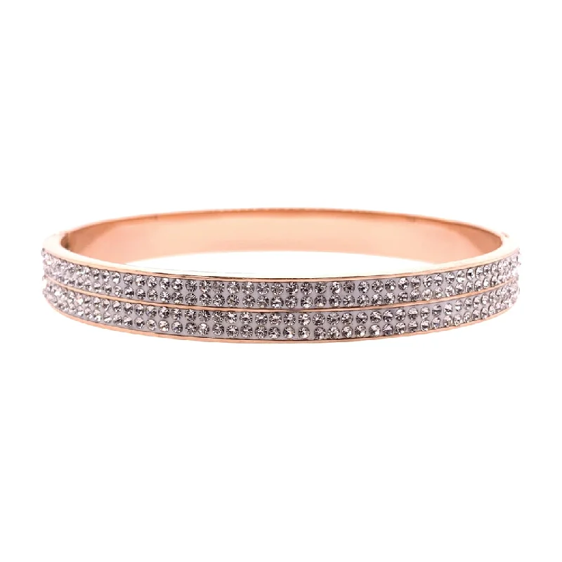 Rose Stainless Steel 6mm Pave Crystal Bangle