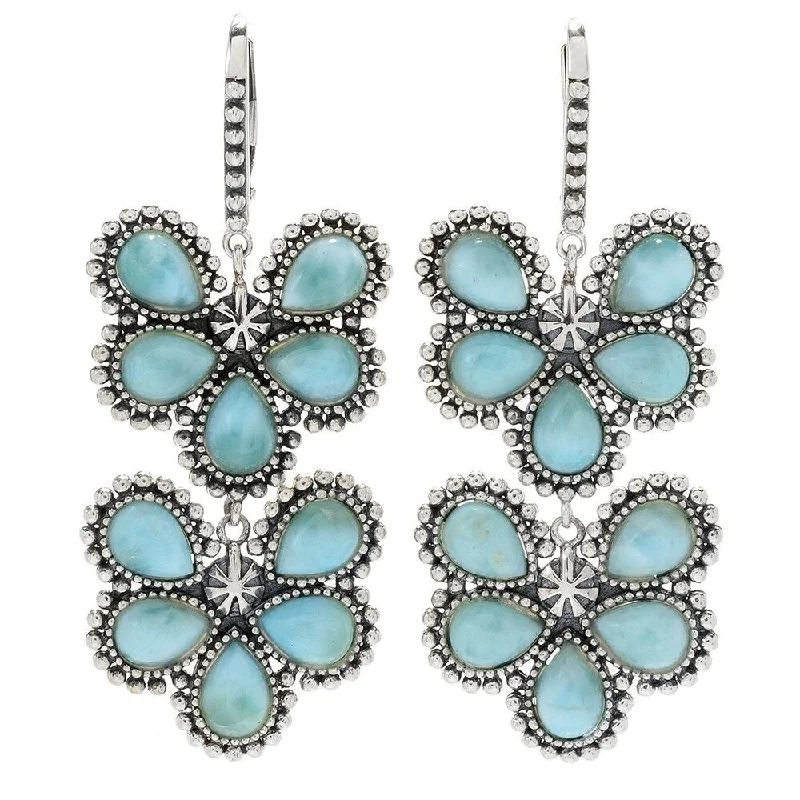 Sterling Silver 2.25" Larimar Drop Earrings