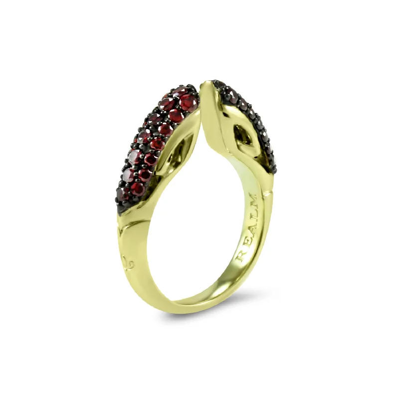 Spirit Pavé Stack Ring 5mm - 18K Gold Vermeil + CZ Rouge