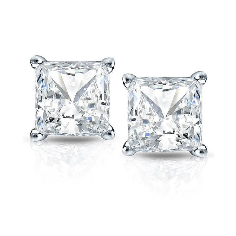 Auriya 3/4ctw Princess-cut Diamond Stud Earrings 14k Gold Martini-set (H-I, SI1-SI2)