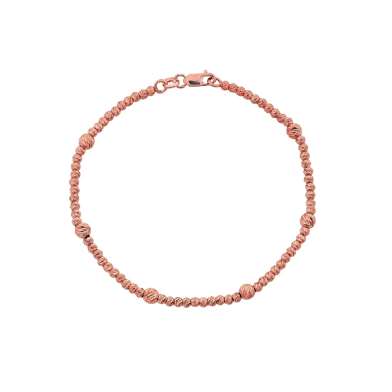 9ct Rose Gold Silver Infused Round Ball Bracelet