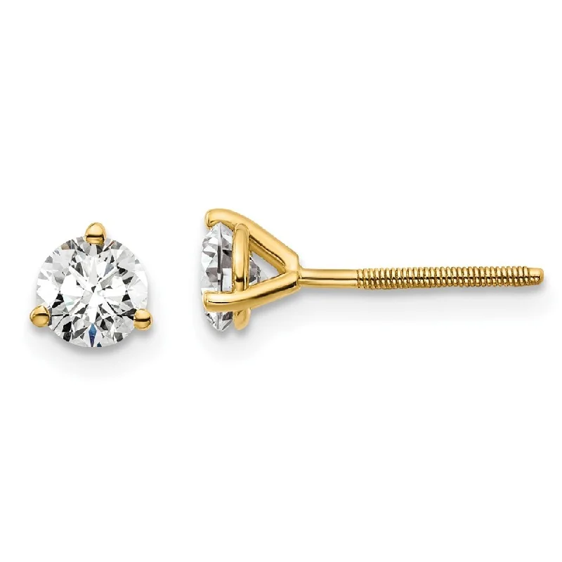 14k Yellow Gold Lab Grown Diamond Stud Earrings (2/3 cttw, Clarity- VS-SI, Color-D-E)