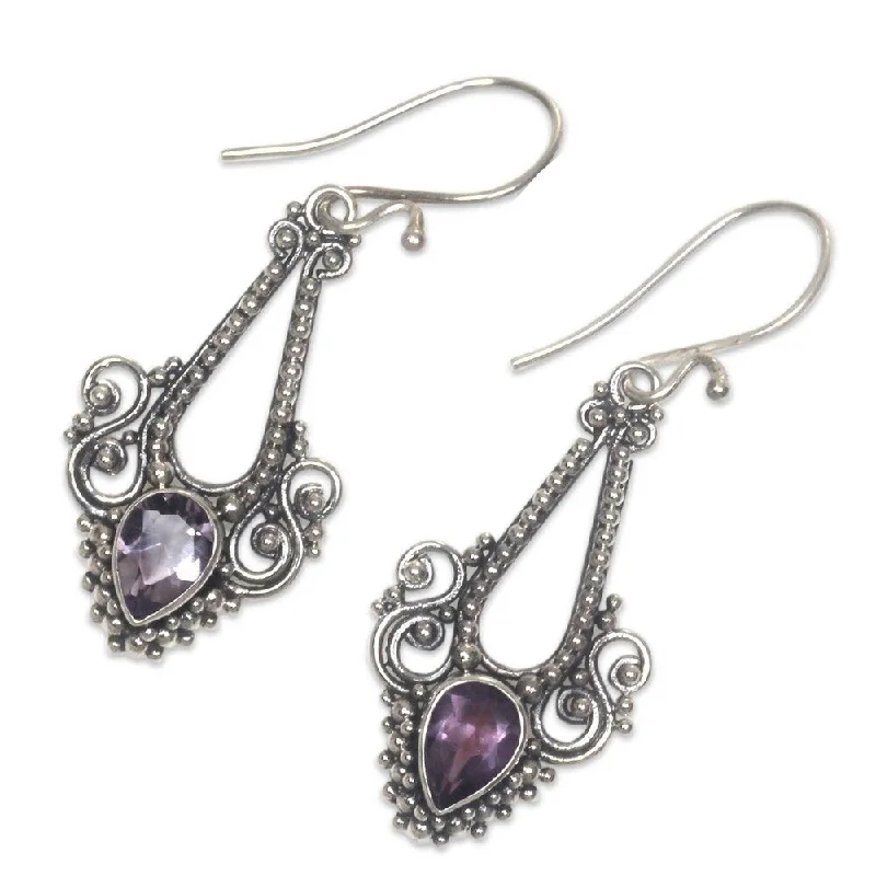 Handmade Blitz Sterling Silver Amethyst Earrings (Indonesia)