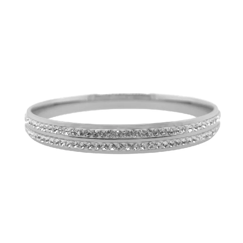 Stainless Steel Pave Crystal Bangle