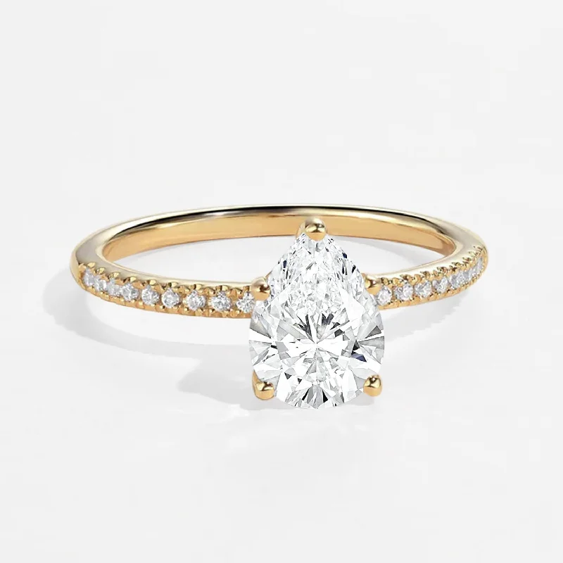 Pear Lab Grown Diamond Cluster Classic Engagement Ring