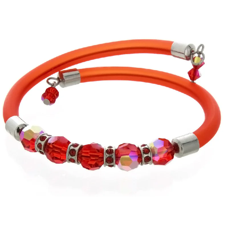 WRAP MEMORY FACETED CRYSTAL RED BRACELET