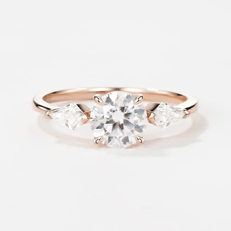 Round Cut Moissanite Rose Gold Engagement Ring