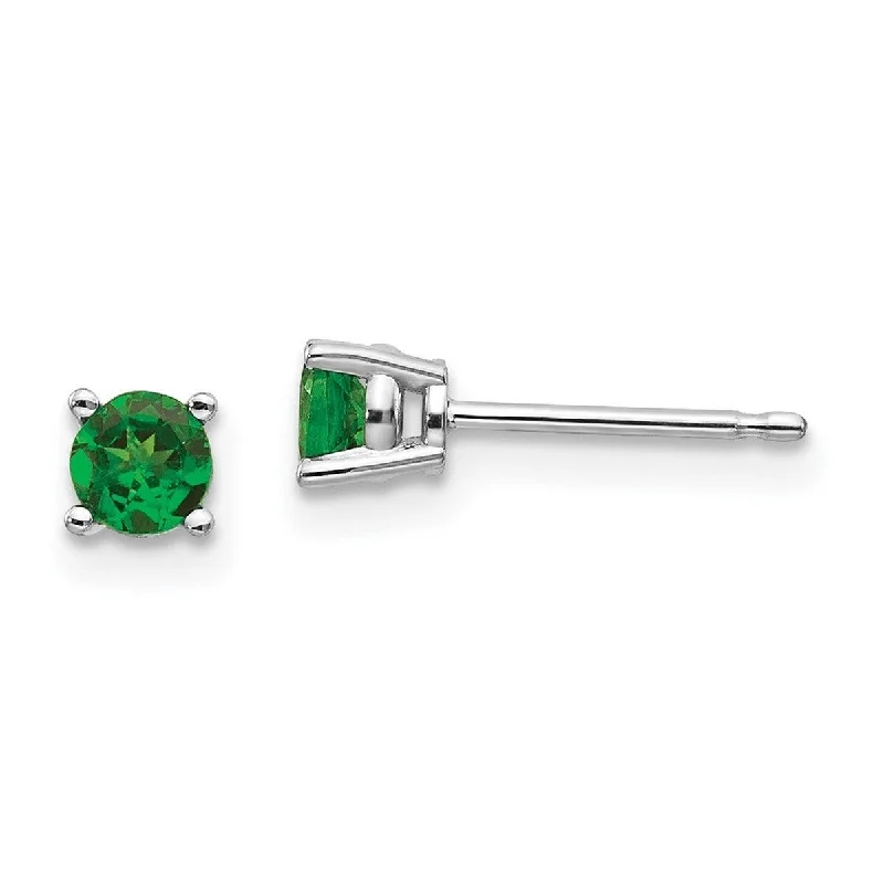 Curata 14k White Gold Post 4mm Genuine Tsavorite Earrings