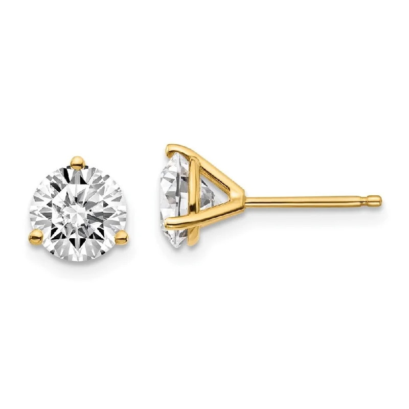 14k Yellow Gold Lab Grown Diamond Stud Earrings (2.00 cttw, Clarity- SI1-SI2, Color- G-H)