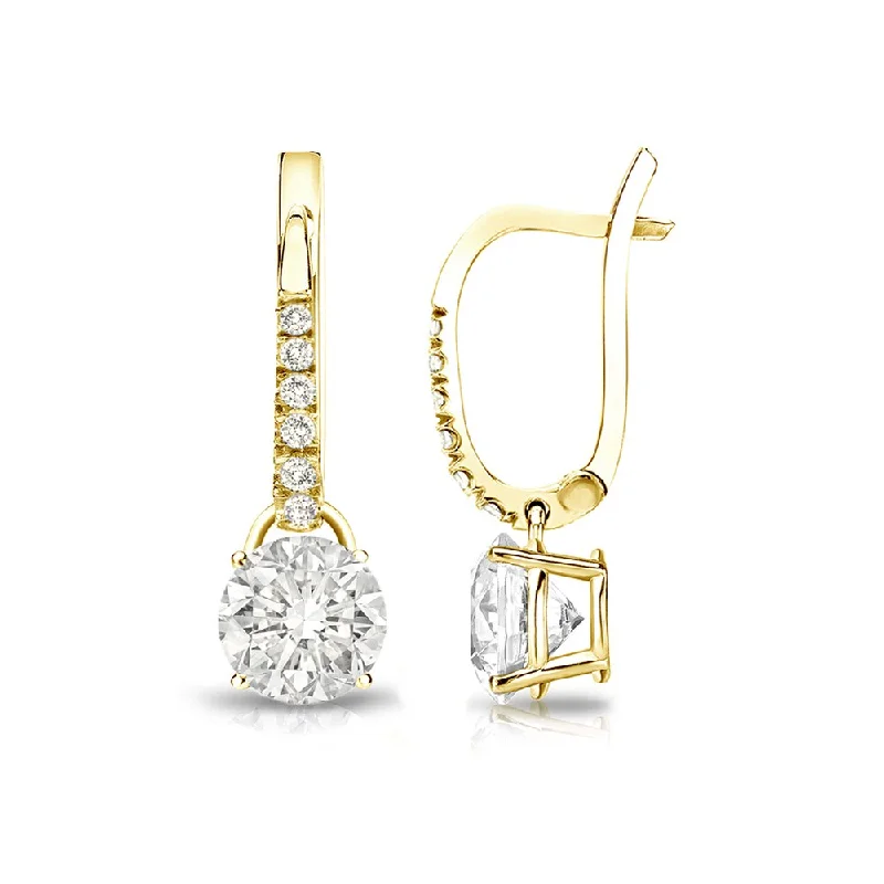 Auriya 14k Gold 1ct TDW Round Diamond Dangle Earrings