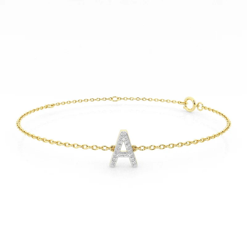 Diamond Initial Slider Bracelet in 9ct Yellow Gold