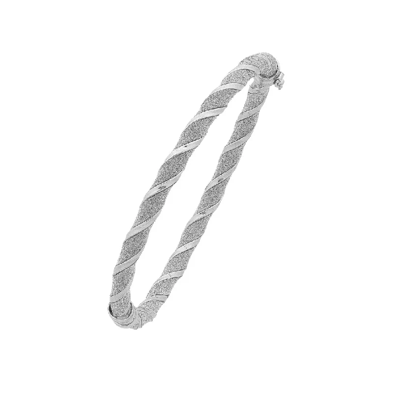 Sterling Silver 65mm Twist Glitter Bangle