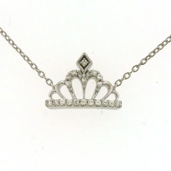 1/10 CTW Diamond Tiara Crown Necklace in Sterling Silver