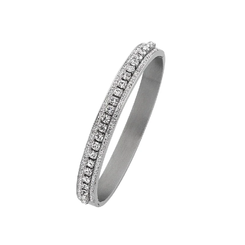 Stainless Steel Crystal Hinge Bangle