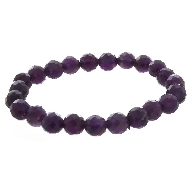 STRETCH GEMSTONE AMETHYST ROUND FACETED BRACELET