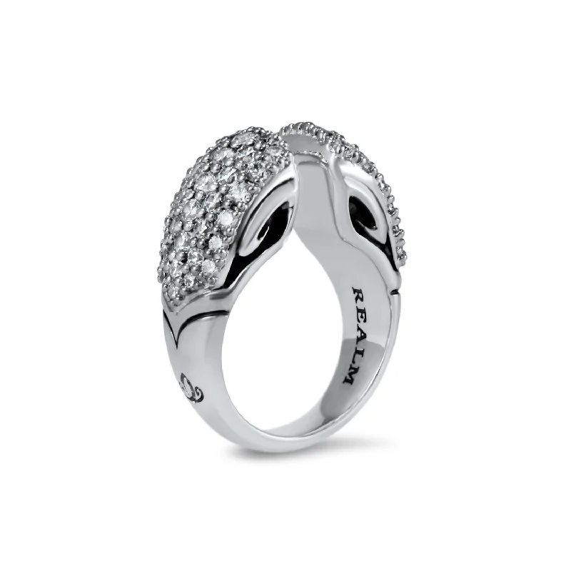 Spirit Pavé Stack Ring 13mm - Sterling Silver + CZ Blanc