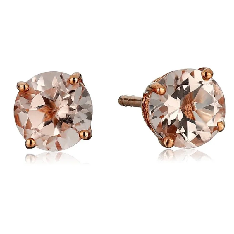 10kt Rose Gold Morganite Round Stud Earrings