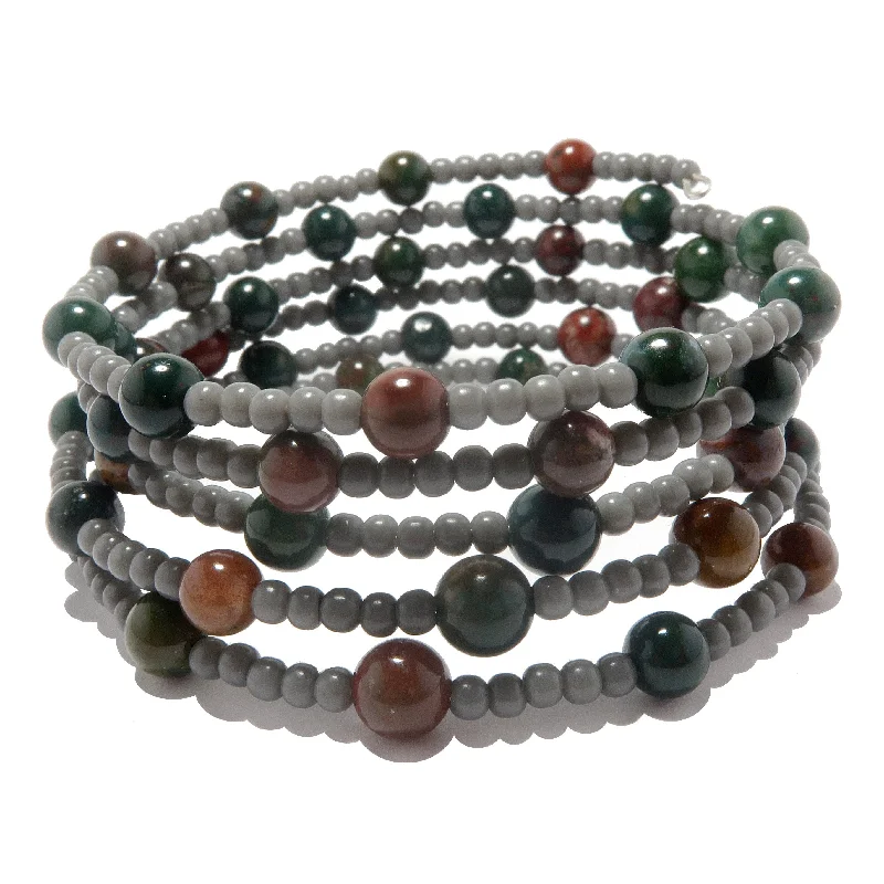 Bloodstone Bracelet Cauldron of Magic Memory Wire Coil