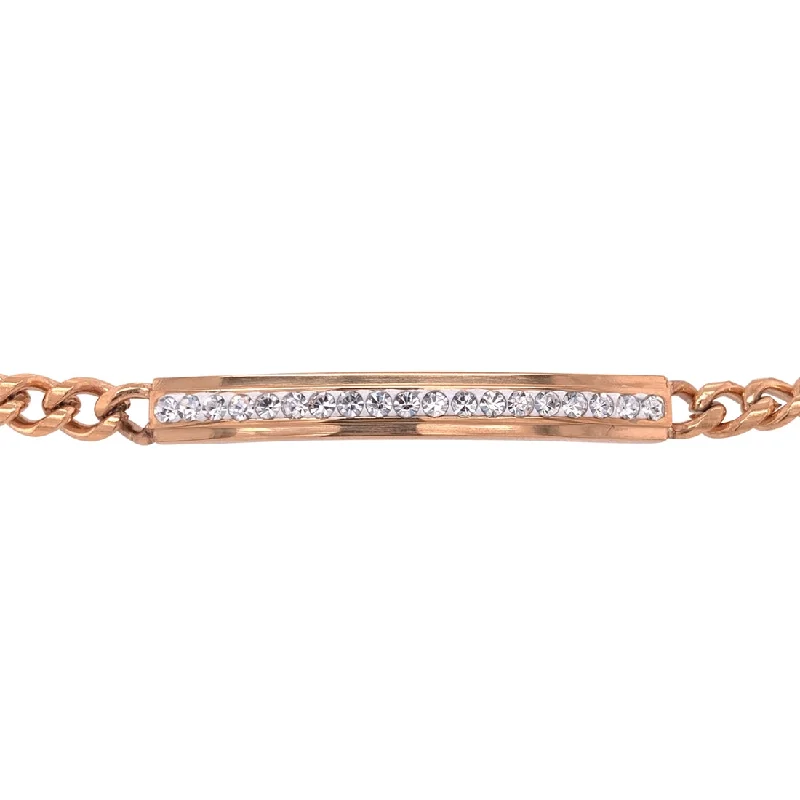 Stainless Steel Rose Crystal ID Bracelet