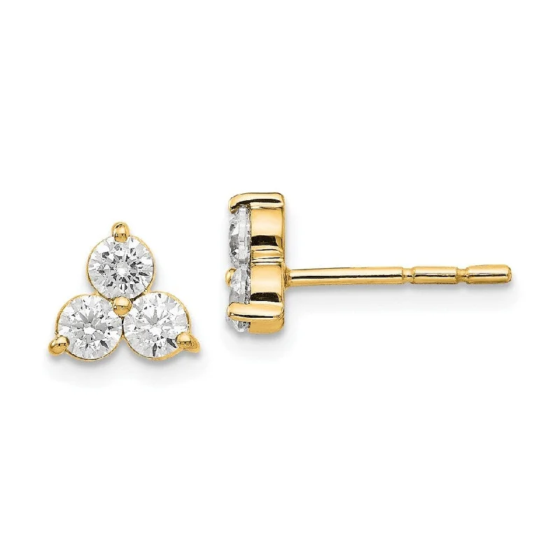 14k Yellow Gold True Origin Lab-Grown Diamond Stud Earrings, (Clarity- VS, Color- E, 0.75 cttw) (L-14 mm, W-6.8 mm)