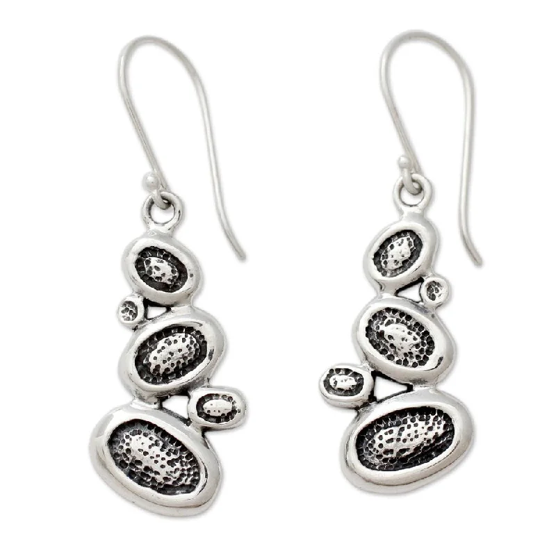 Handmade Sterling Silver 'Pebbles on The Beach' Earrings (India)