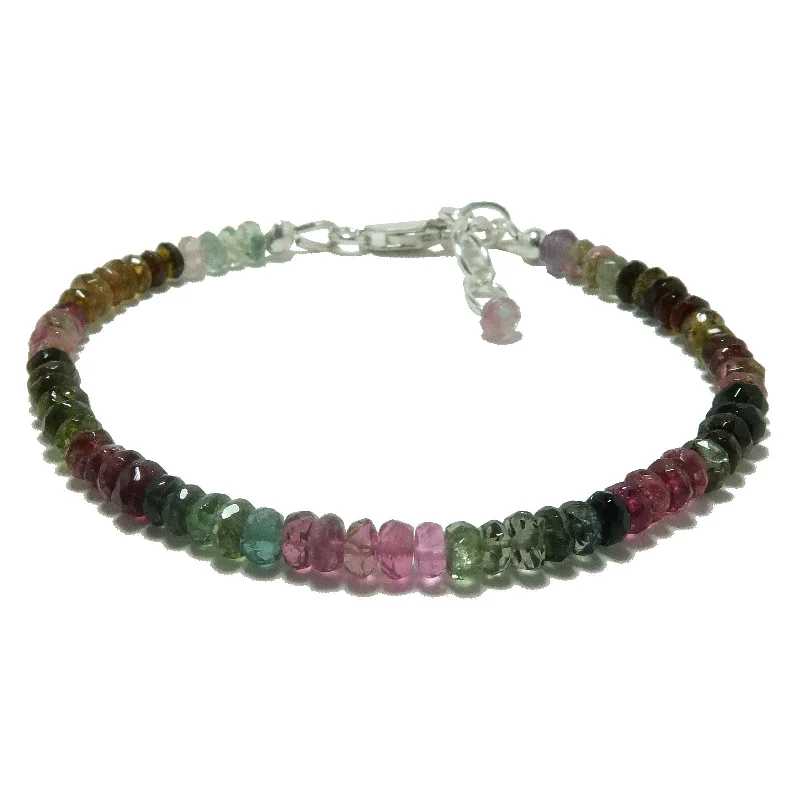 Rainbow Tourmaline Bracelet Faceted Gem Sterling Silver