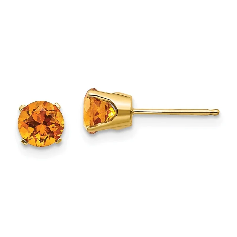 14k Yellow Gold Citrine Stud Earrings - November (L-5 mm, W-5 mm)