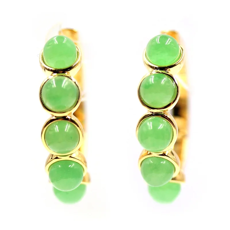 925 Sterling Silver Dyed Green Jade Earrings