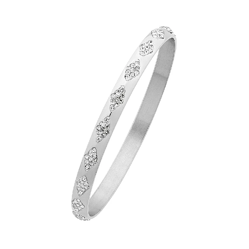 Stainless Steel Crystal Facet Bangle