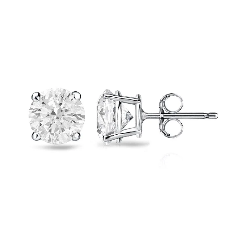 18k Gold Round 1ct TW Clarity Enhanced Diamond Stud Earrings