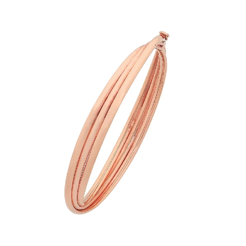 9ct Rose Gold Silver Infused Triple Row Oval Crossover Bangle