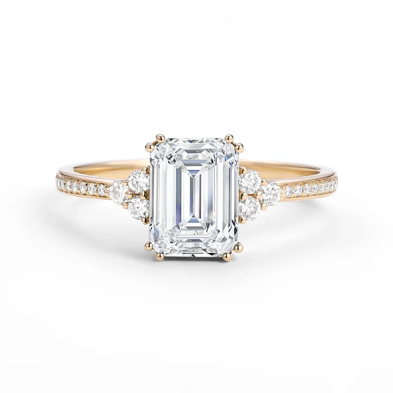 2.0ct Classic Emerald Cut Lab Grown Diamond Cluster Engagement Ring