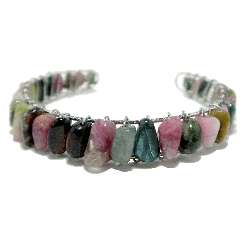 Rainbow Tourmaline Bracelet Cuff of Joy 18-Karat Gold