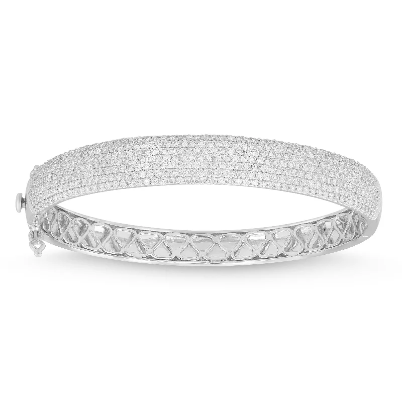 Meera Pave Bangle with 4.00ct of Laboratory Grown Diamonds in 9ct White Gold