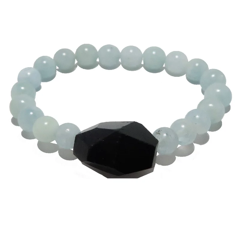 Aquamarine Bracelet Black Tourmaline Peace