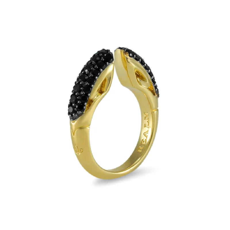 Spirit Pavé Stack Ring 5mm - 18K Gold Vermeil + CZ Noir