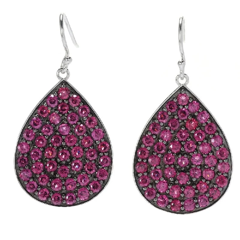 Sterling Silver 925 Rhodolite Garnet Drop & Dangle Earrings